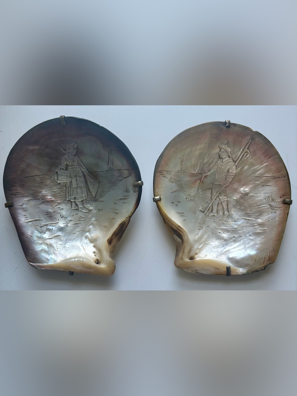 Antique Engraved Mother of Pearl Wall Art
